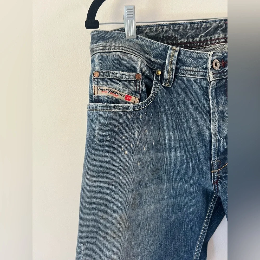 Diesel Industry Denim Straight Leg Distressed‎ Mud Washed Made In Italy Jeans